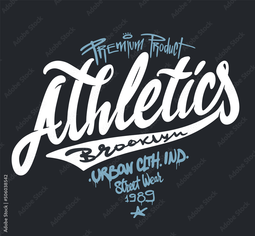 Obraz premium Athletics, Brooklyn handwritten typography. Cool t-shirt graphics