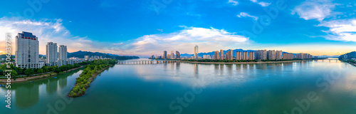 Urban environment of Fuchun River Erqiao  Tonglu County  Zhejiang province  China
