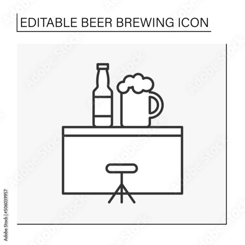  Drink line icon. Brewpub. Bar with alcohol drinks. Beer brewing concept. Isolated vector illustration. Editable stroke