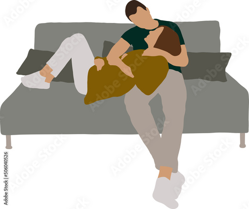 Wife lying on her husband's lap on the couch