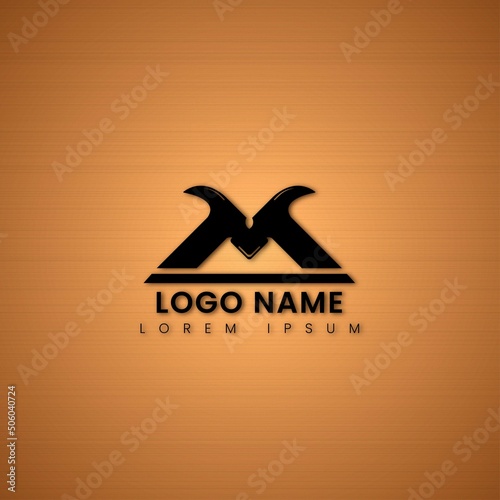 Hammer Logo with Initial M and Gradient Background Template