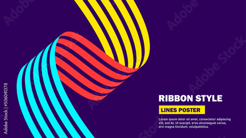 Linear poster. Color banner. Wavy ribbon style. Vector illustration