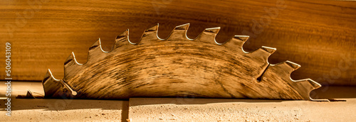 Canvas Print Sawmill close-up disc saw