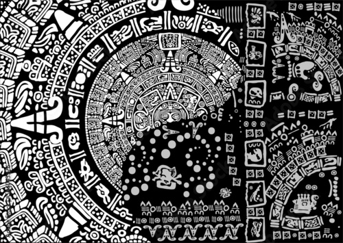 Design for Maya calendar theme. Images of characters of ancient American Indians.The Aztecs, Mayans, Incas.
Mayan calendar.
