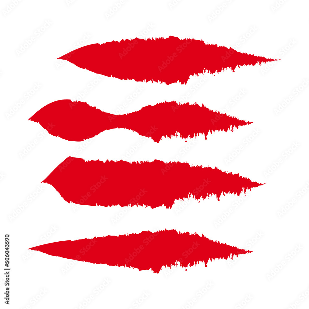 Set of red brush stroke design vector isolated Set of red brush stroke design vector isolated