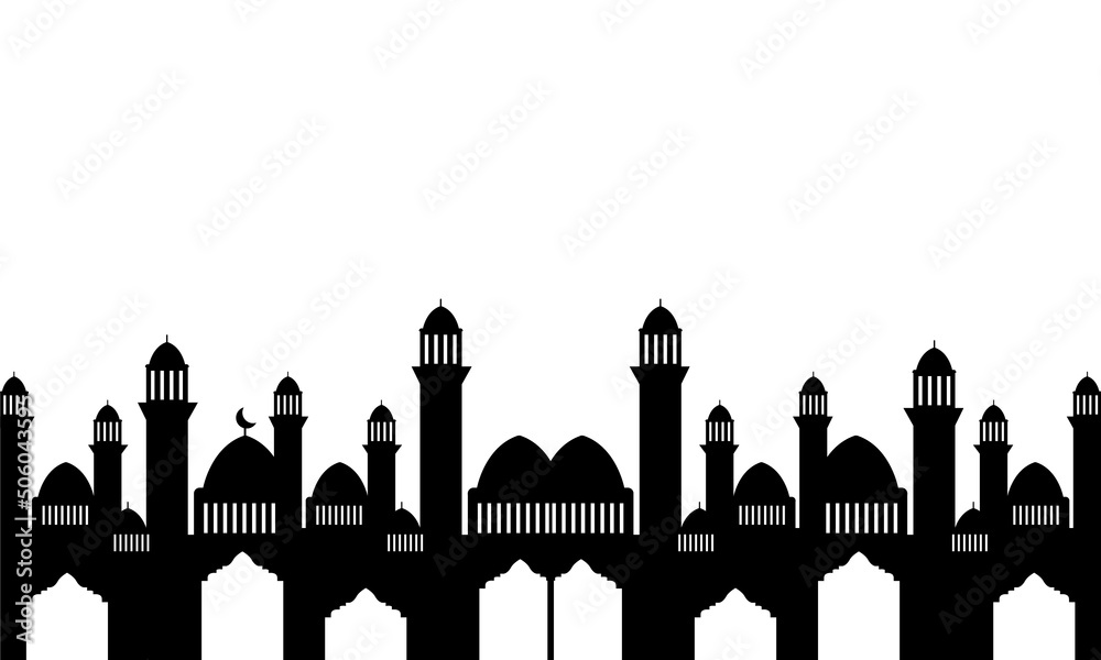 Silhouette illustration mosque design background