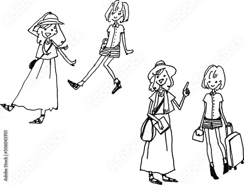 旅行先で楽しむ女子ふたり