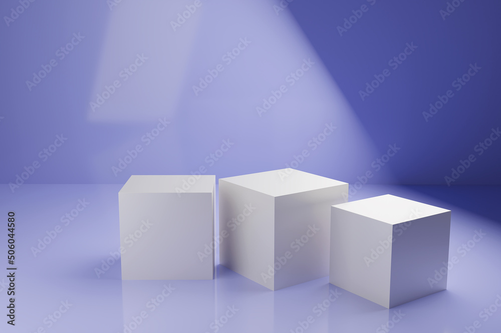 Three white square stands on very pery background. Three white square stands on very pery background.