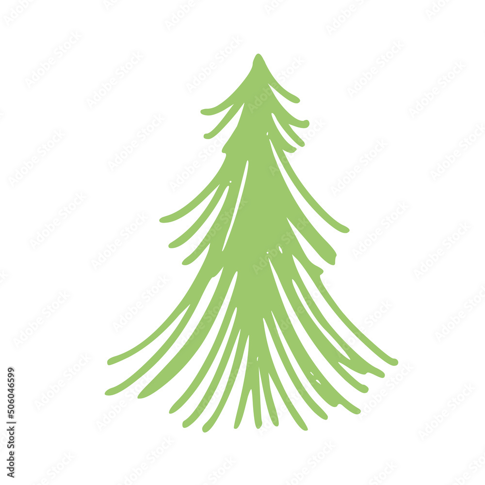 Obraz premium Christmas tree green illustrations isolated on white background