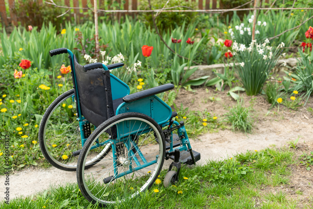 Fototapeta premium Old wheelchair and damaged, disabled car, Bad health concept and seriously ill and died.