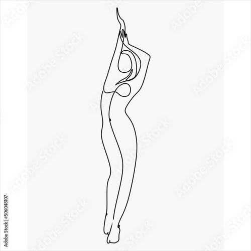 Female figure continuous line art vector. One continuous single drawing line art flat doodle beautiful woman. 