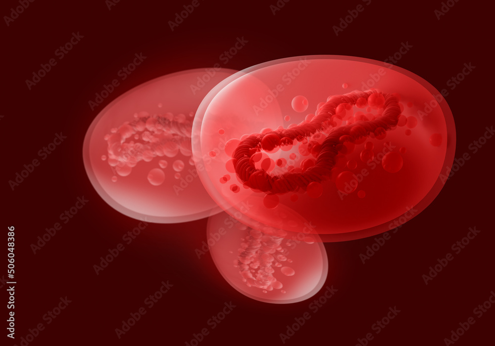 Monkeypox cell. Infectious disease molecules in blood. Monkeypox pandemic. Symptoms fever under microscope. Monkey pox cell in patient's body. Infectious disease. Virus visualization. 3d rendering Monkeypox cell. Infectious disease molecules in blood. Monkeypox pandemic. Symptoms fever under microscope. Monkey pox cell in patient's body. Infectious disease. Virus visualization. 3d rendering