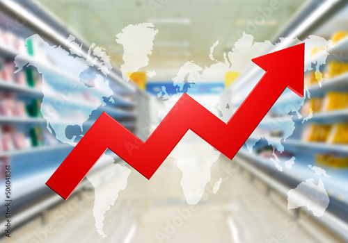 World with growth graph. Bl...