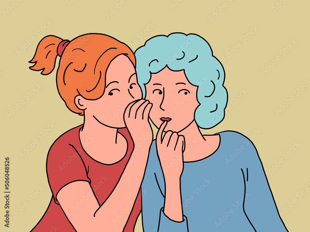 a secret, two women whispering. Friendship of people. Not public news a secret, two women whispering. Friendship of people. Not public news
