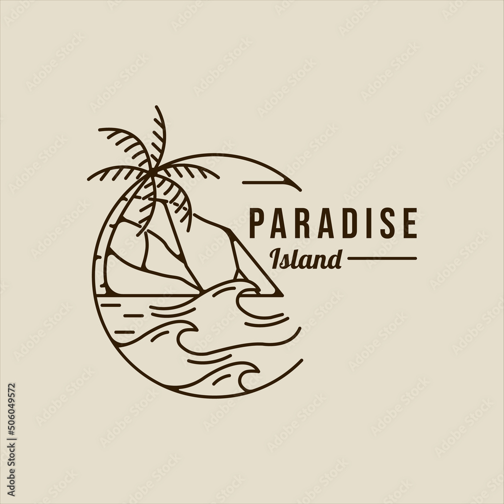 palm tree logo line art simple vector minimalist illustration template ...