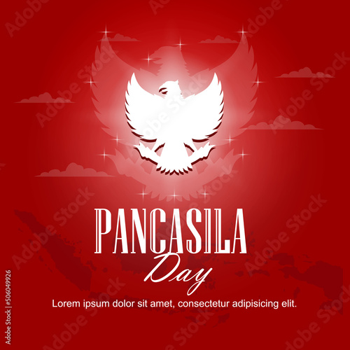 Proud Pancasila Day greetings in red photo