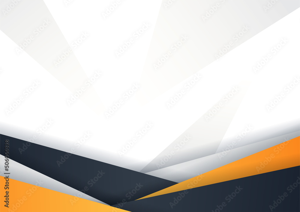 Abstract orange black dynamic geometric shapes border on white ...
