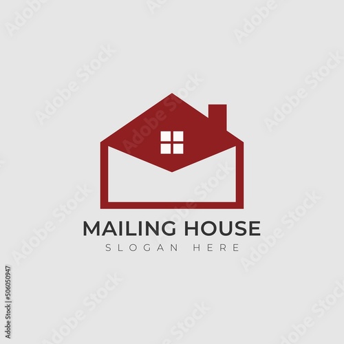 Envelope design with house home building logo vector icon design illustration. Mail icon. Email icon. Letter. Mailbox. Contact form