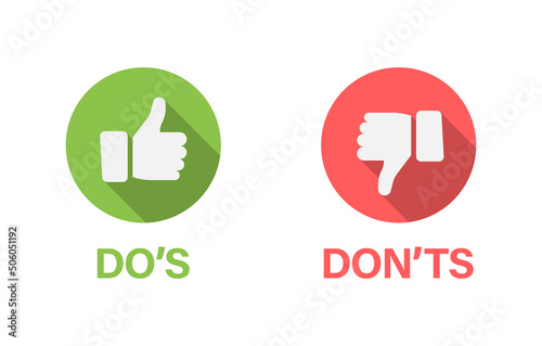 Do and Don't thumbs vector icons.