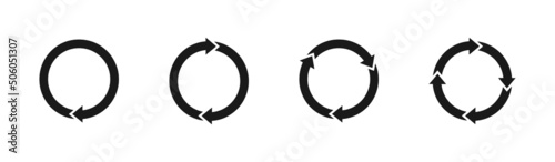 Circle arrow refresh reload rotation loop sign set. Simple icon on white background. Vector illustration.