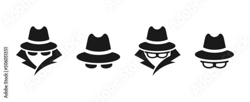 Agent or spy icon. Incognito vector logo collection. photo
