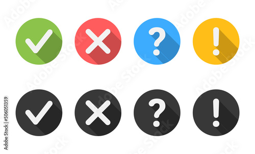 Check and cross, question mark vector illustration icon