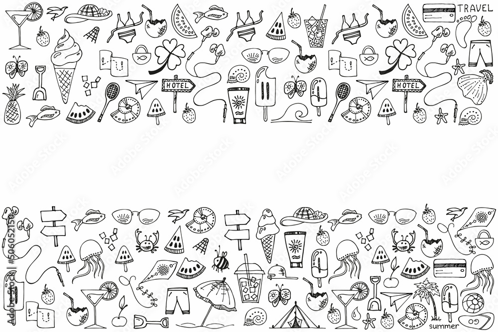 Summer icon in doodle style. Vector hand drawn Sketch illustration background