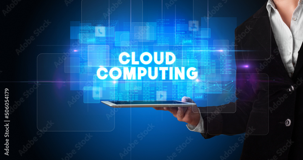 Person holding tablet, technology concept Person holding tablet, technology concept