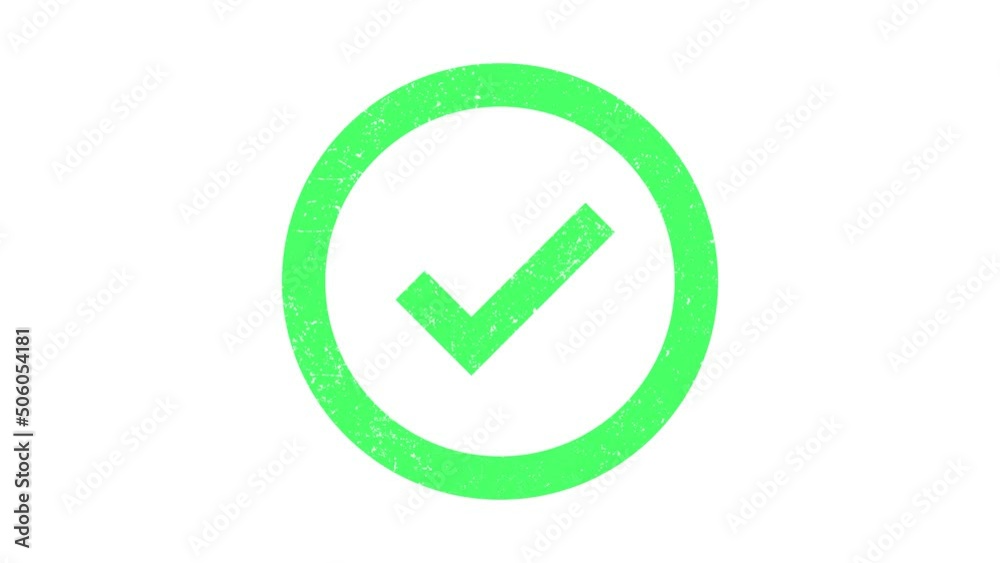 Animation of confirmed act sign with abrasion effect. Animation of confirmed act sign with abrasion effect.