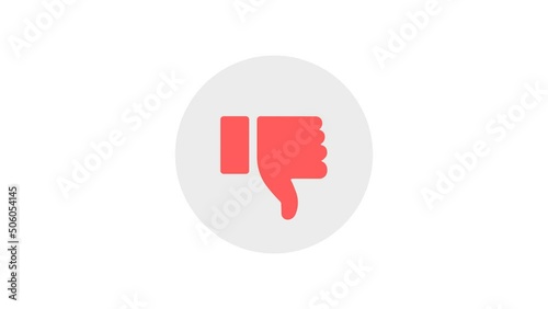 Animated dislike sign on. Thumbs down sign. Do not like rate.