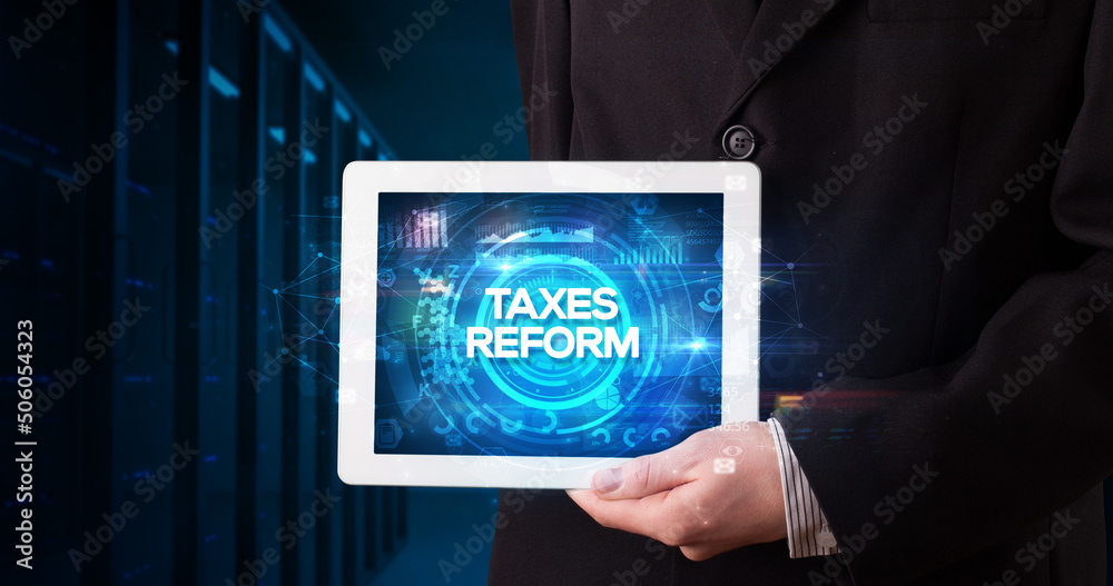 Person holding tablet, business concept Person holding tablet, business concept