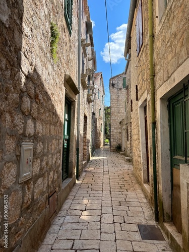 Street in the historic town of Stari Grad on the island of Hvar in Croatia photo