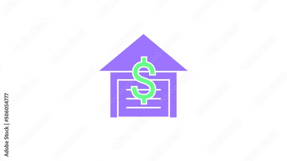 Animated home sign with dollar. Sale of real estate concept icon design. Building sales. Animated home sign with dollar. Sale of real estate concept icon design. Building sales.