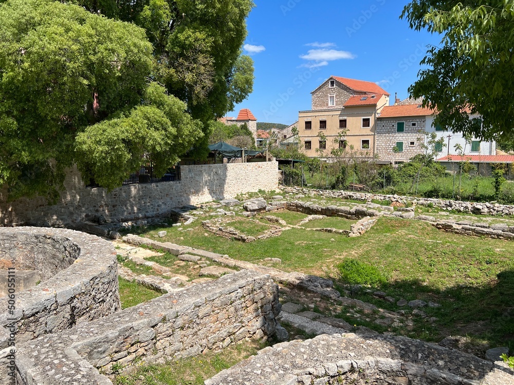 Archeological remain of ancient Greek Pharos on the island of Hvar in Croatia Archeological remain of ancient Greek Pharos on the island of Hvar in Croatia