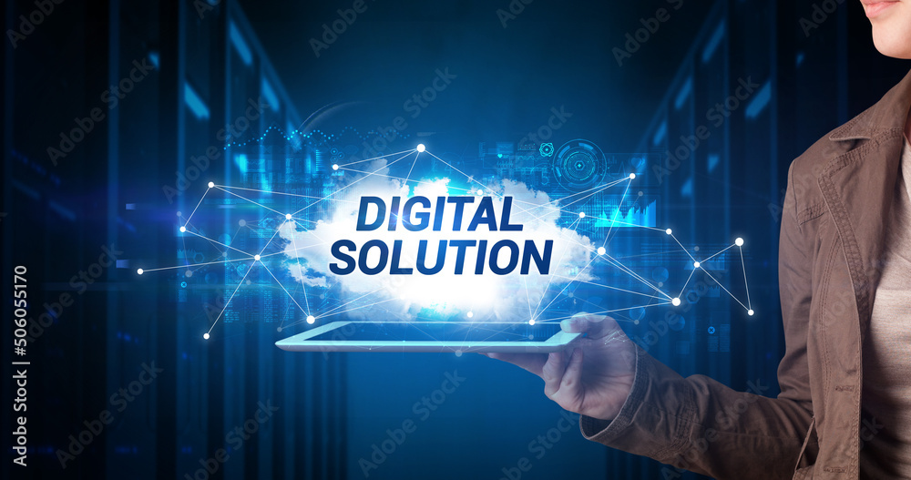 Person holding tablet, technology concept Person holding tablet, technology concept