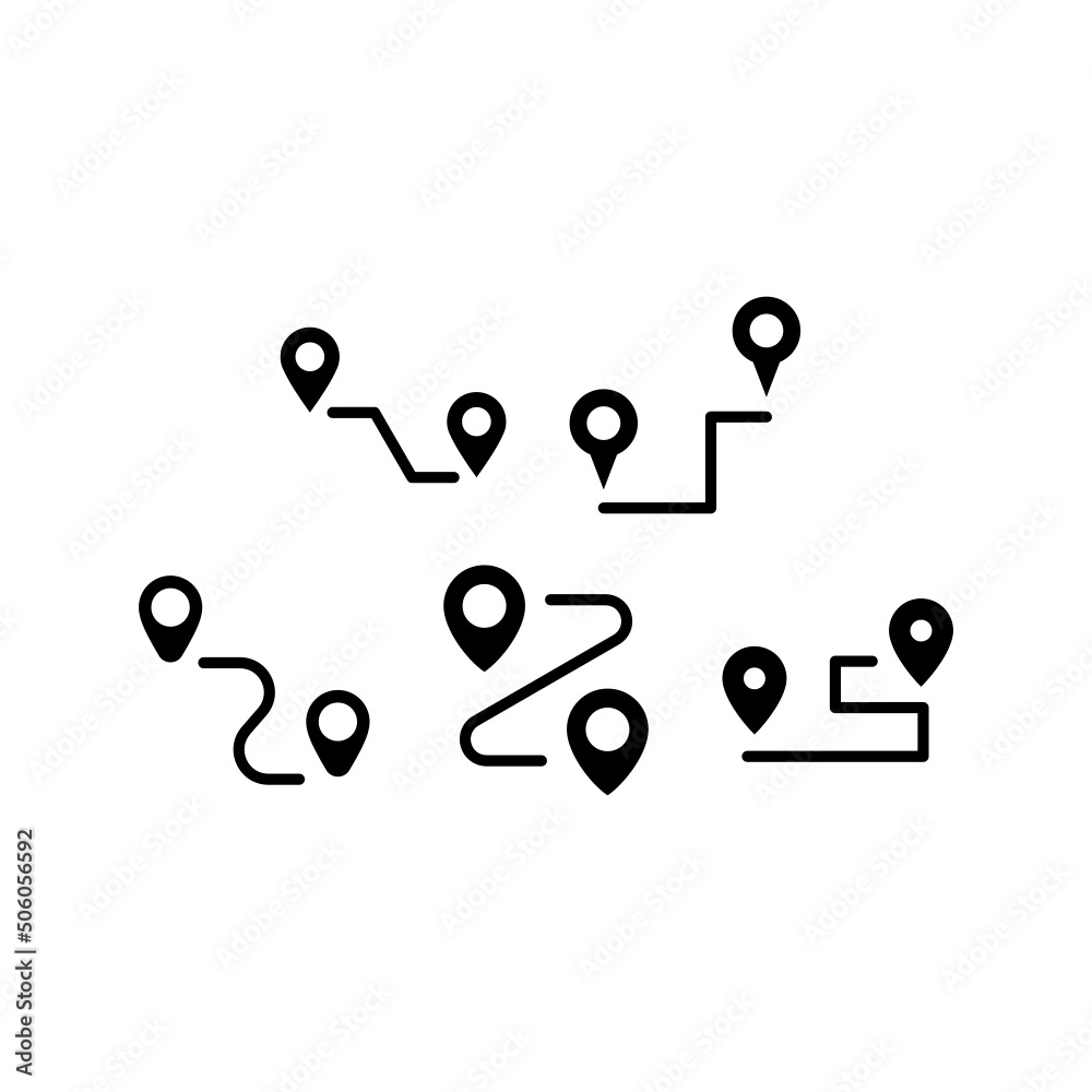 Route Icon Set Vector Symbol Design Illustration