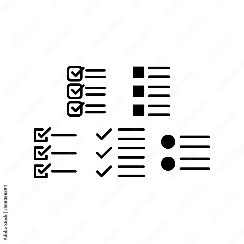 List Icon Set Vector Symbol Design Illustration List Icon Set Vector Symbol Design Illustration