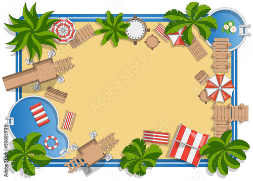 Beach vacation. A set of elements. Isolated on white background. Vector illustration.