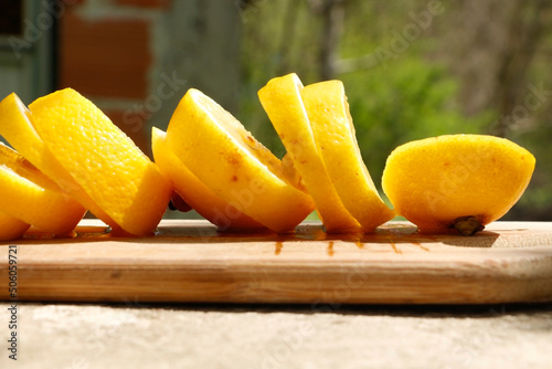 Slices of fresh lemon