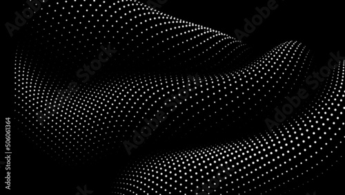 Math flow template for presentation. Light-emitting lines highlighting the regularity in the space of particles. Ordered sinusoidal science. Processing a large data stream.