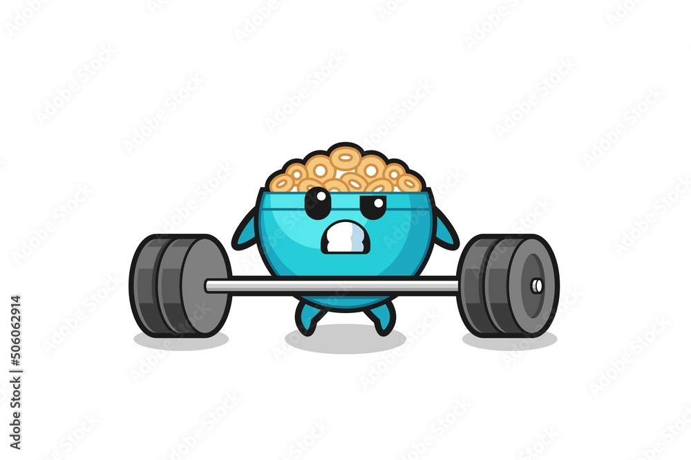 cartoon of cereal bowl lifting a barbell cartoon of cereal bowl lifting a barbell