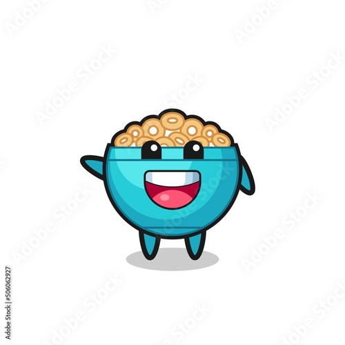 happy cereal bowl cute mascot character