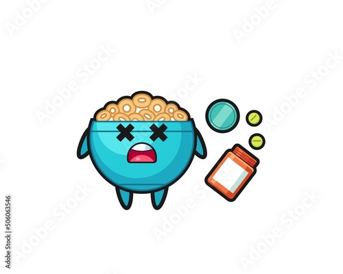 illustration of overdose cereal bowl character
