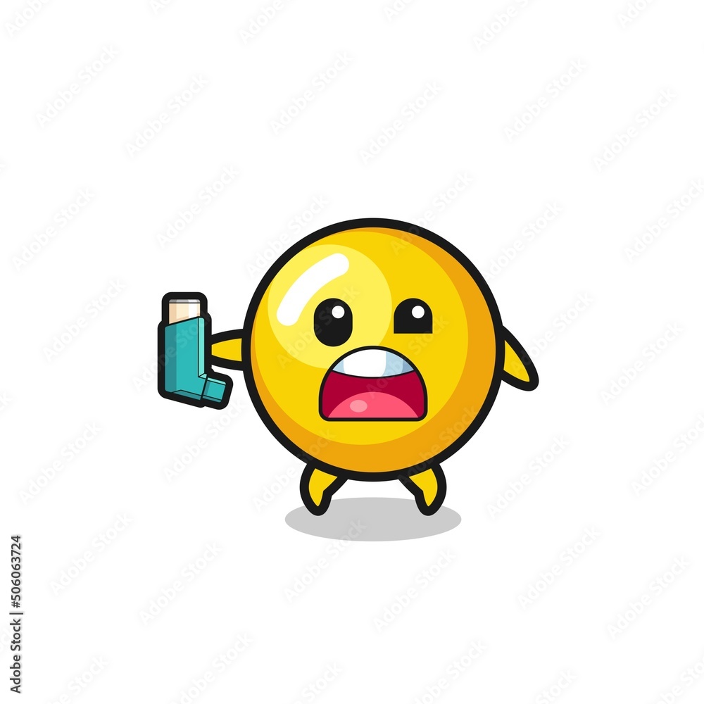 egg yolk mascot having asthma while holding the inhaler egg yolk mascot having asthma while holding the inhaler