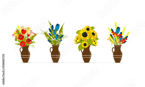 set bouquet of flowers in an amphora