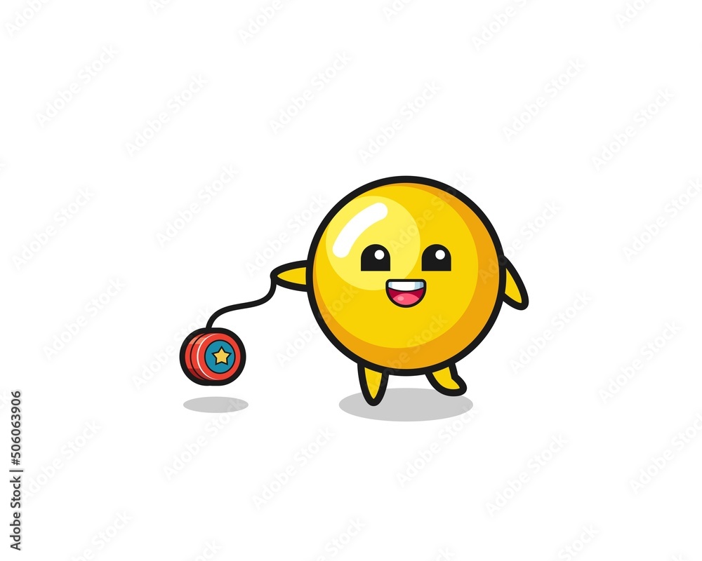 cartoon of cute egg yolk playing a yoyo