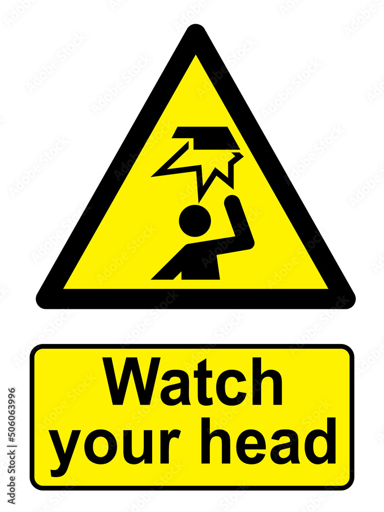 Watch your head warning sign vector ESP10.