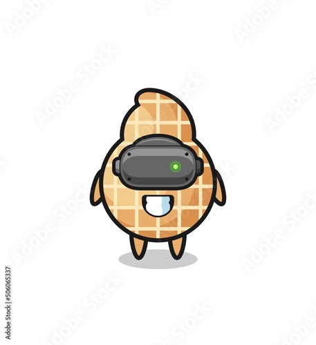 cute peanut using VR headset