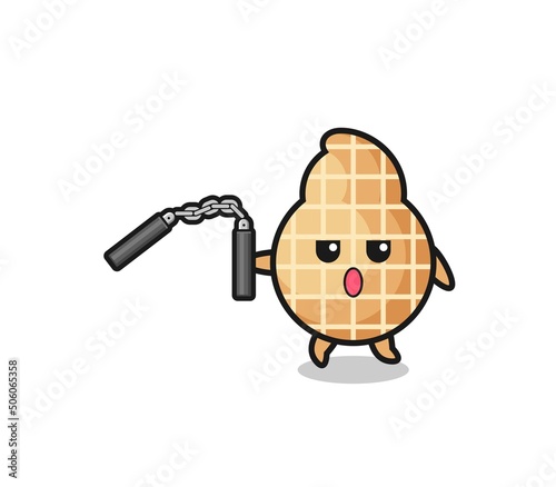 cartoon of peanut using nunchaku