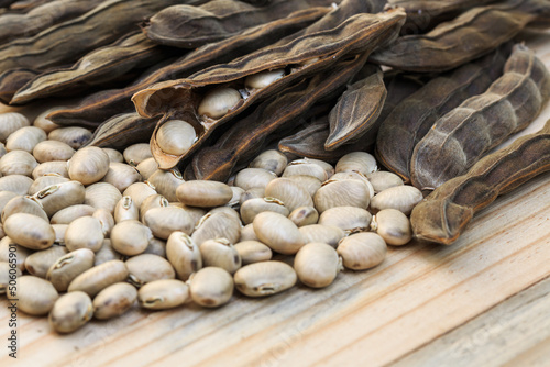 Nettles white seeds (mucuna pruriens or velvet bean) photo